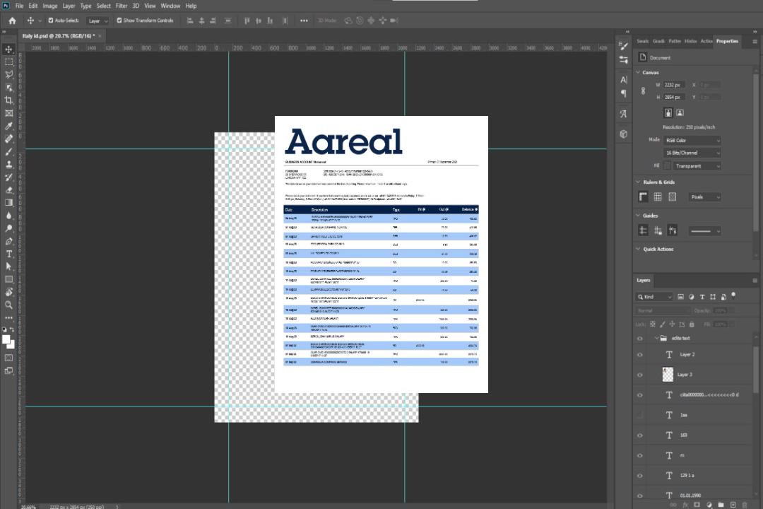 Modèle Word et PDF de relevé de compte d'entreprise de la banque Aareal template